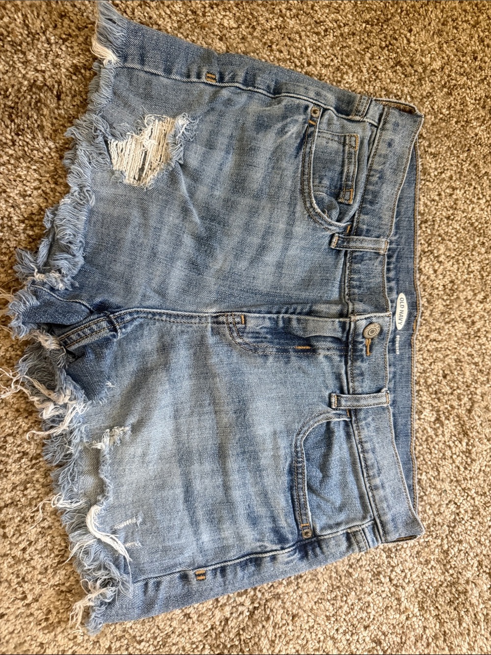 Old Navy Women's Light Blue Frayed Denim Cutoff Shorts- Boyfriend Style